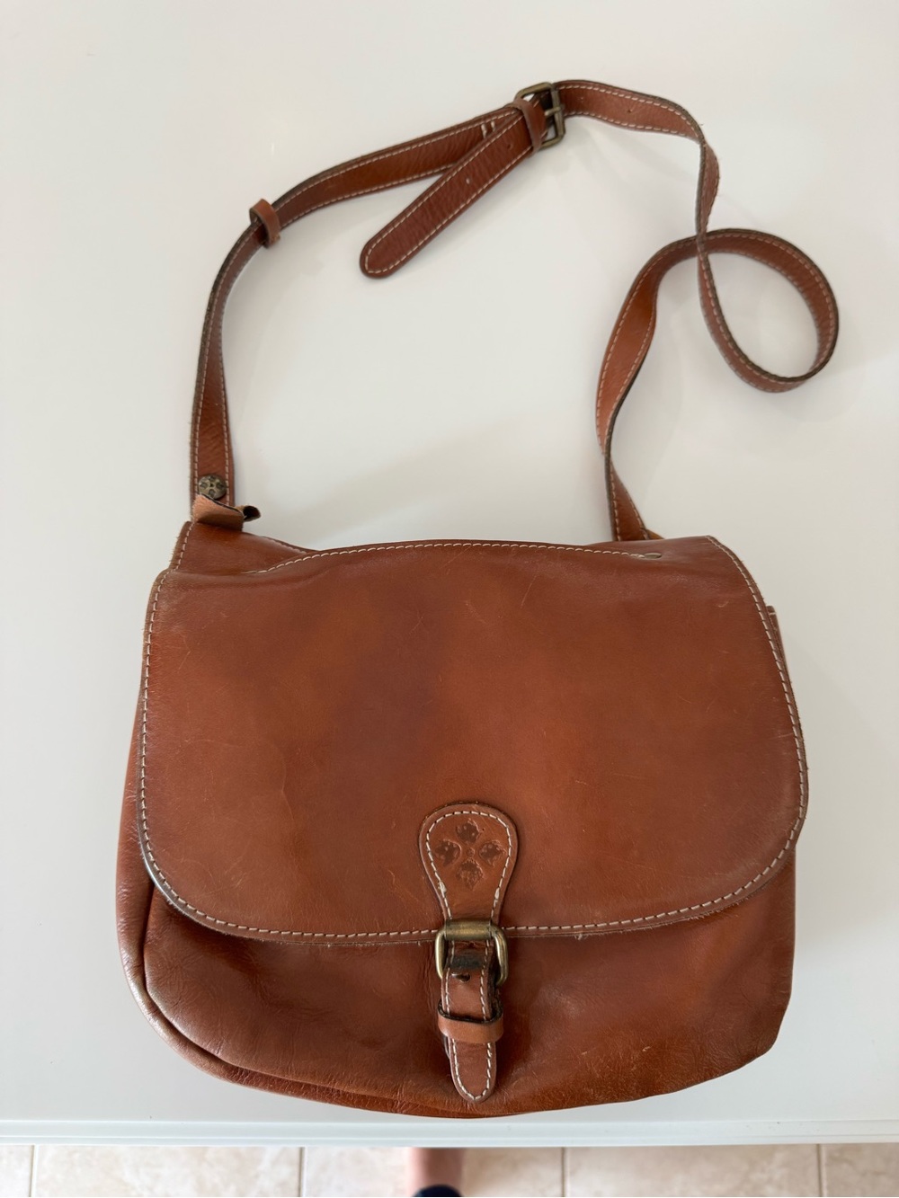 Patricia Nash Cognac Leather Crossbody Saddle Bag - Picture 2 of 12